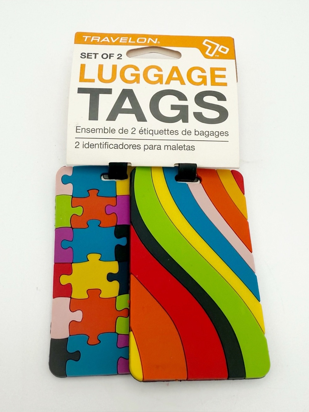 Travelon New Puzzle Luggage Tags Set of 2 NEW multicolor